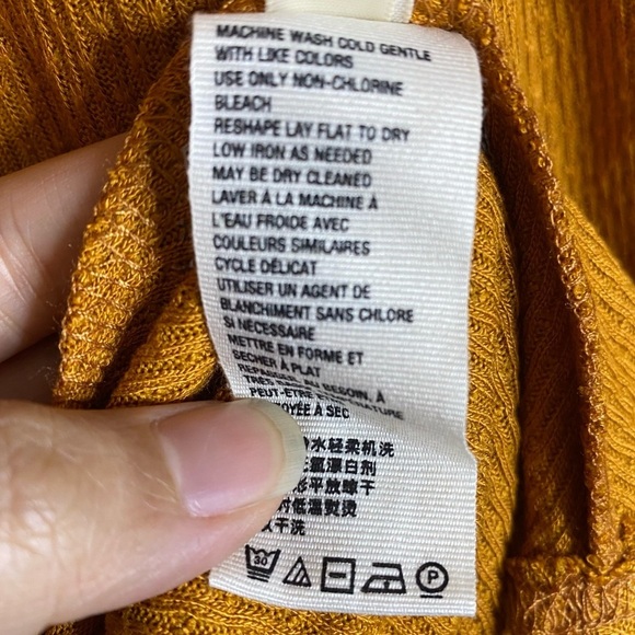 Free People Devin Knit Bishop Sleeve Yellow Scoop Neck Top XS Extra Small - Picture 7 of 13